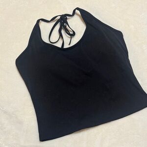 HALTER TIE GYM TOP BLACK